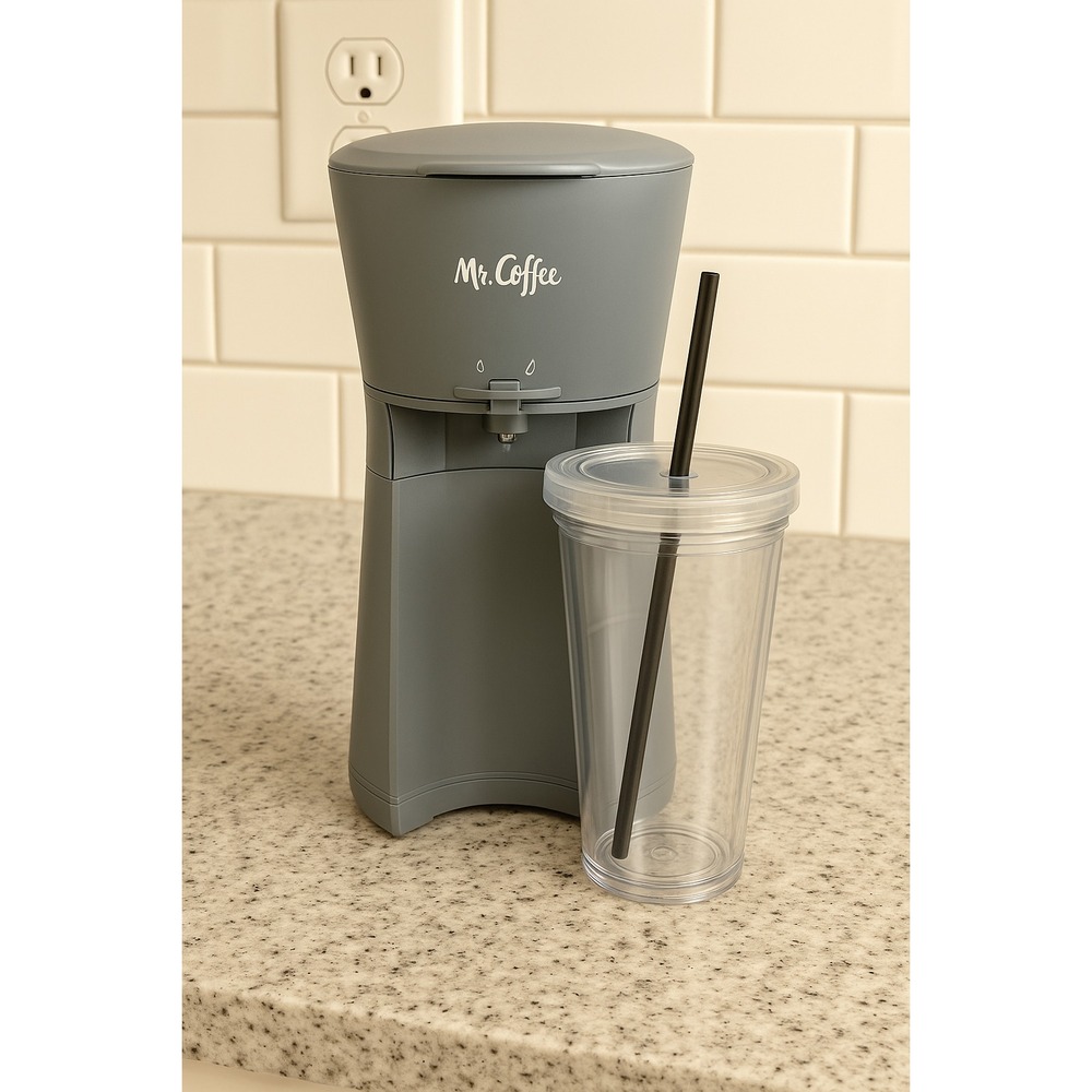 MR. COFFEE Single Serve Coffee Maker Gray Compact Brewer Cup Included